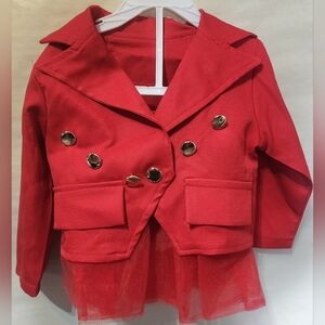 2T Red Jacket Top & Layered Tulle Skirt Set